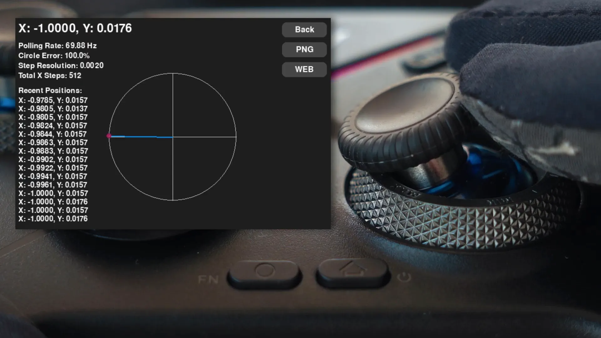 Joystick mechanics showing adjustable tension.
